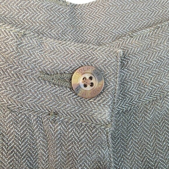 1990s Woolrich Size 12 Herringbone Pants Dark Olive Relaxed Deadstock New - Picture 8 of 12